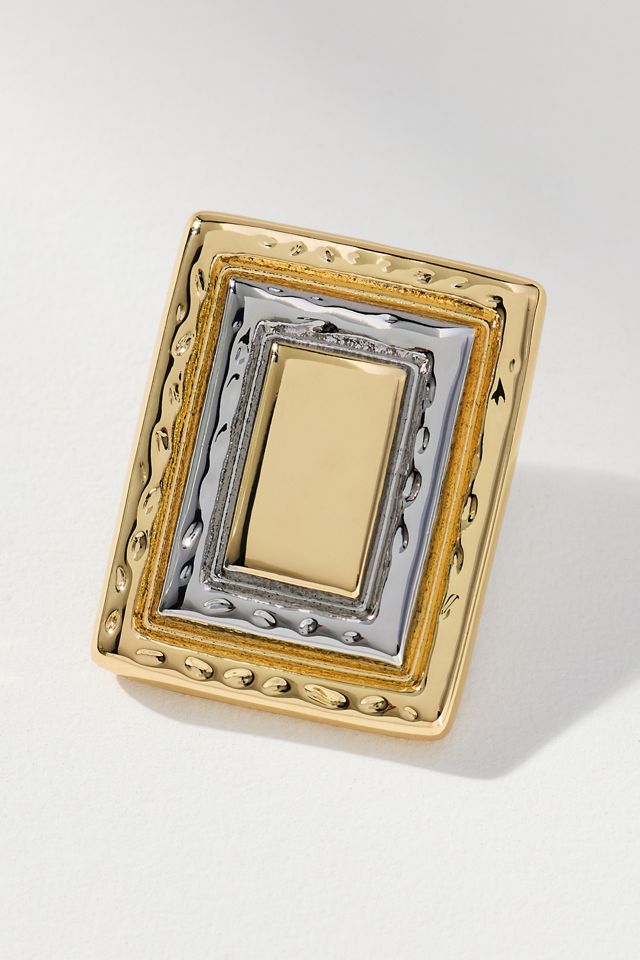 Two-Tone Rectangular Earrings #1