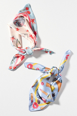 By Anthropologie Nikki Ackerman X Anthropologie Hair Scarves, Set Of 2 In Blue