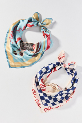 By Anthropologie Nikki Ackerman X Anthropologie Hair Scarves, Set Of 2 In Blue