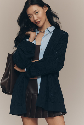 Cable-Knit Cardigan Sweater