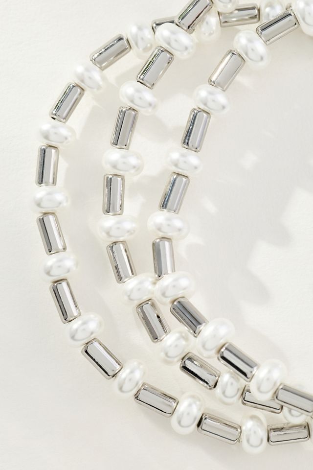 Pearl Beaded Bracelets, Set of 3 #1