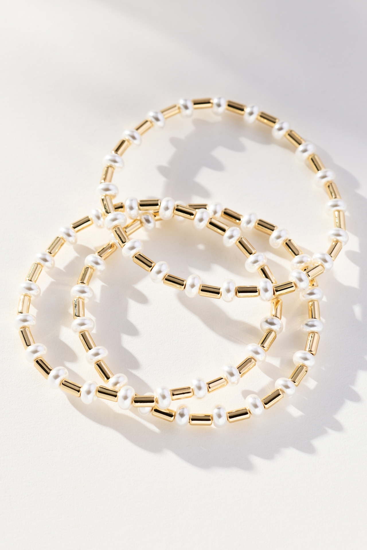 Pearl Beaded Bracelets, Set of 3