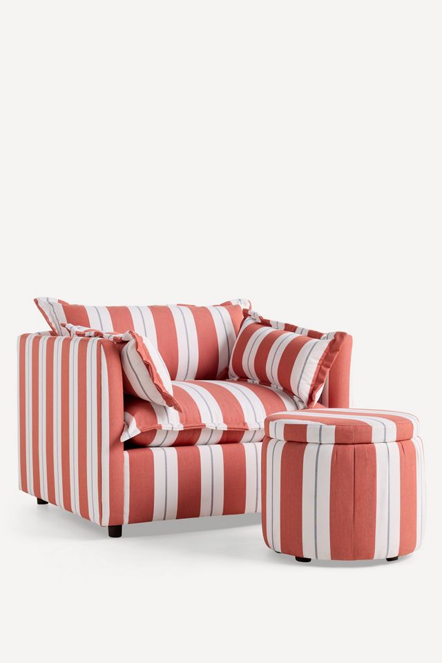 Sunbrella® Stripe Small Storage Ottoman #3