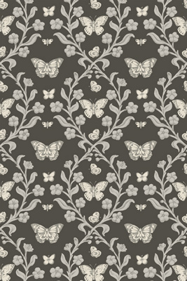 Mitchell Black Butterfly Garden Wallpaper