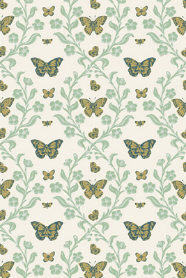 Mitchell Black Butterfly Garden Wallpaper