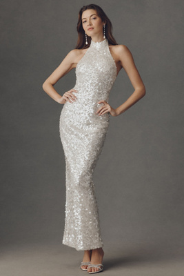 halter reception dress Margaret Sequin and Tulle Halter Neck Wedding Dress main image 1