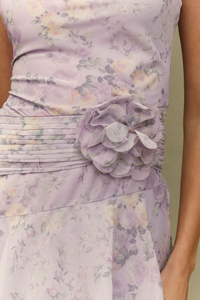 Lucia Ruffle Rosette Maxi Dress by BHLDN in Purple, Size: 12 at Anthropologie