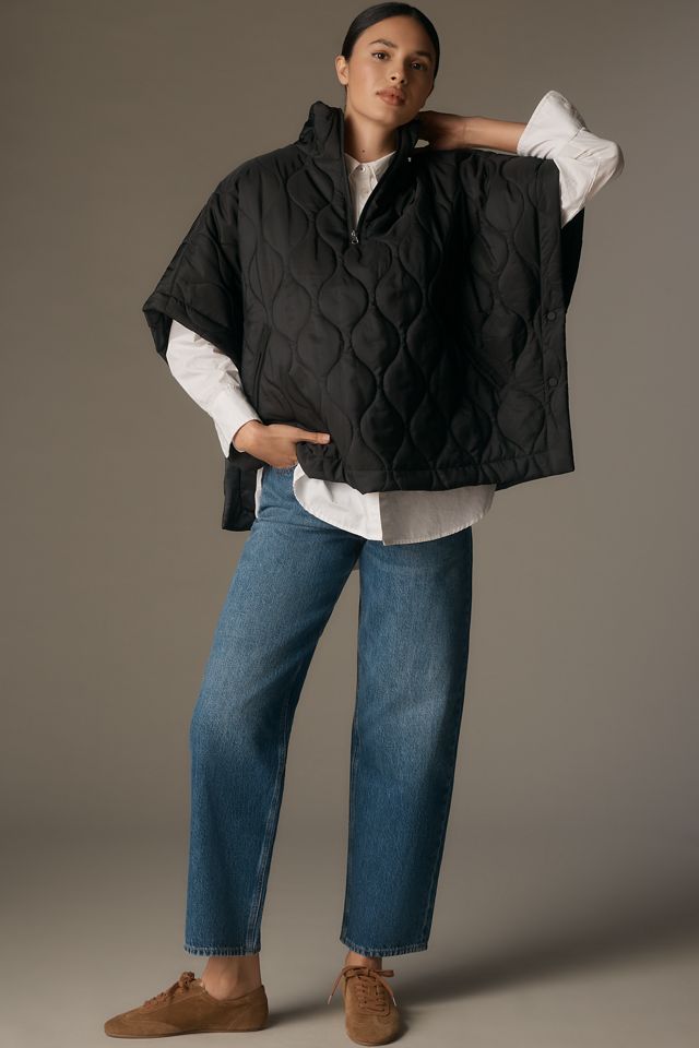 Do Everything in Love Quilted Puffer Poncho #1