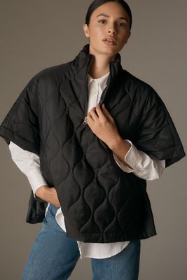 Do Everything in Love Quilted Puffer Poncho