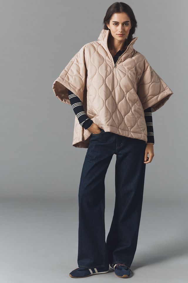 Do Everything in Love Quilted Puffer Poncho #3
