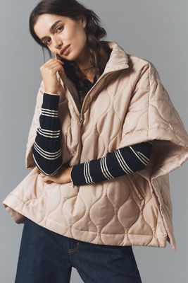 Do Everything in Love Quilted Puffer Poncho