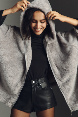 Do Everything In Love Fuzzy Zip-up Coat Jacket In Gray