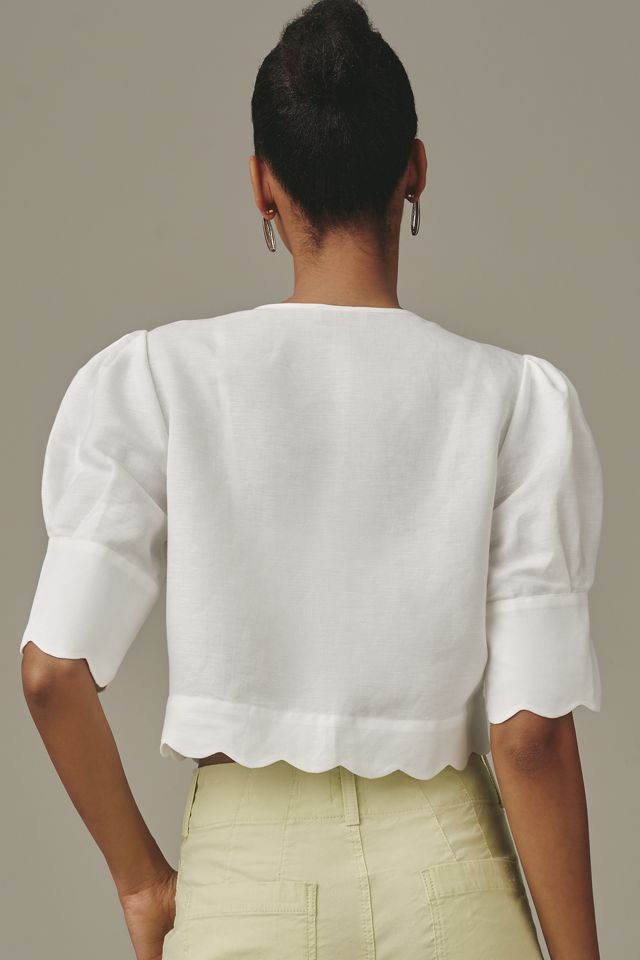 Sister New York Tie-Front Linen Blend Top #2