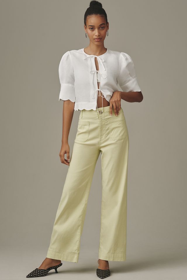 Sister New York Tie-Front Linen Blend Top #3