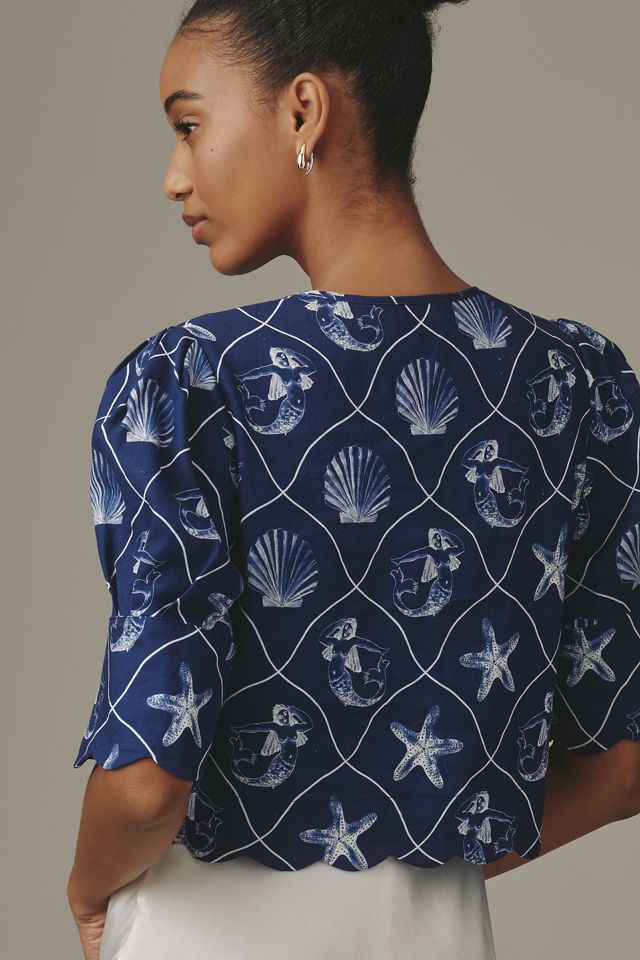 Sister New York Tie-Front Linen Blend Top #3