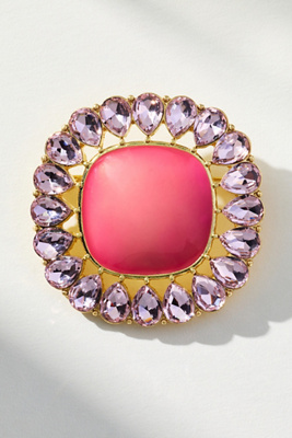 By Anthropologie Crystal Square Resin Brooch In Multi