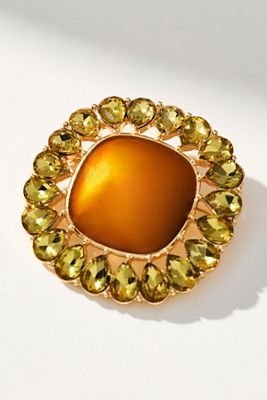 Crystal Square Resin Brooch