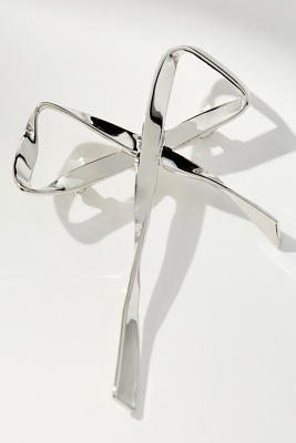 By Anthropologie Metal Bow Brooch In Silver