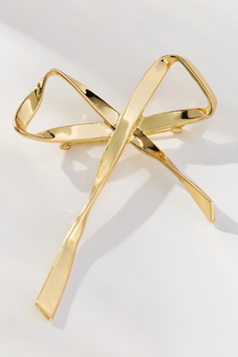 By Anthropologie Metal Bow Brooch In Gold