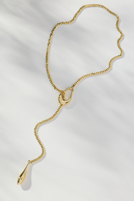 F+h Studios Lariat Necklace In Gold