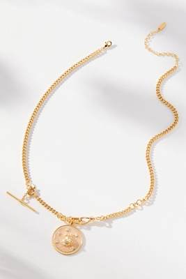 By Anthropologie Dog Coin Crystal Necklace In Gold