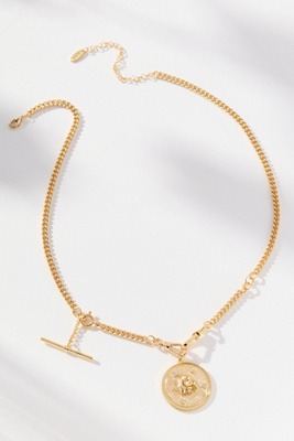 By Anthropologie Dog Coin Crystal Necklace In Gold