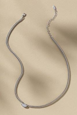 By Anthropologie Thick Chain Crystal Necklace In Silver