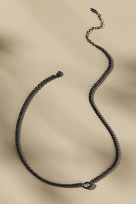 By Anthropologie Thick Chain Crystal Necklace In Black