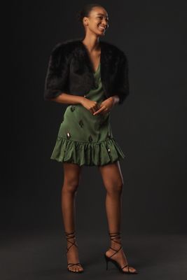 By Anthropologie Patterned Faux Fur Bolero