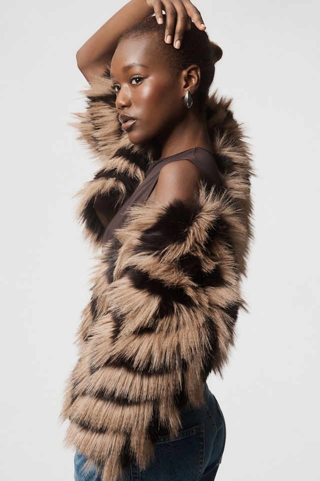 By Anthropologie Patterned Faux Fur Bolero #3