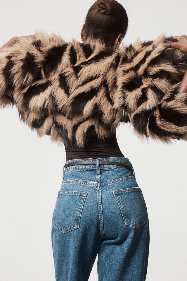 By Anthropologie Patterned Faux Fur Bolero #4