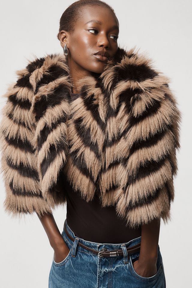By Anthropologie Patterned Faux Fur Bolero #1