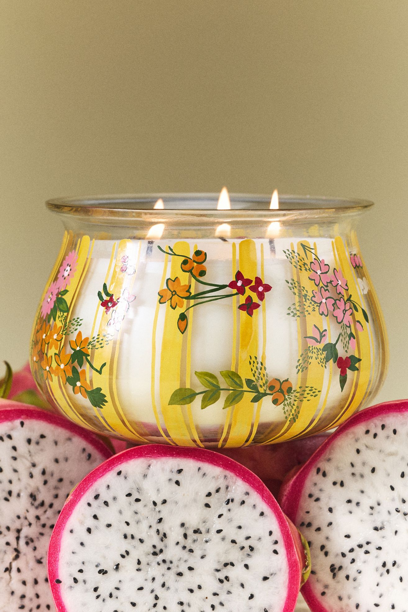 Scandi Fruity Dragon Fruit & Mango Low Wide Glass Candle - Dragonfruit & Mango, M