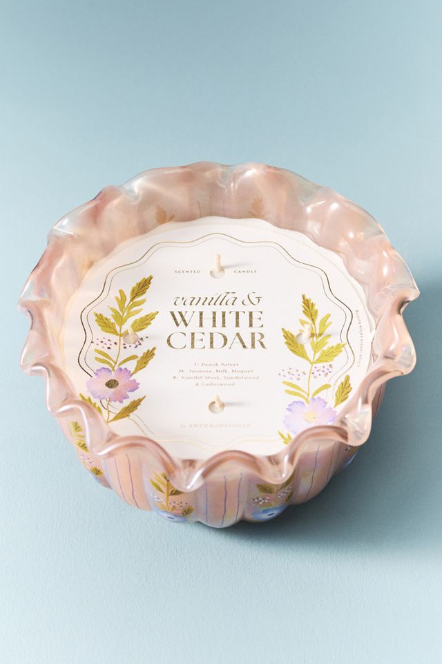 Ruffled Edge Gourmand Vanilla & White Cedar Glass Candle #1