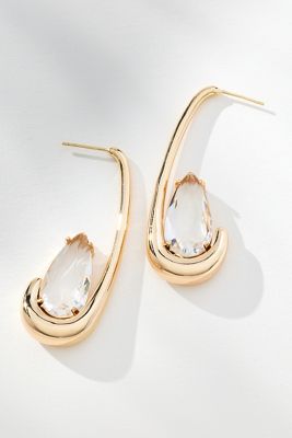 Oblong Crystal Drop Earrings