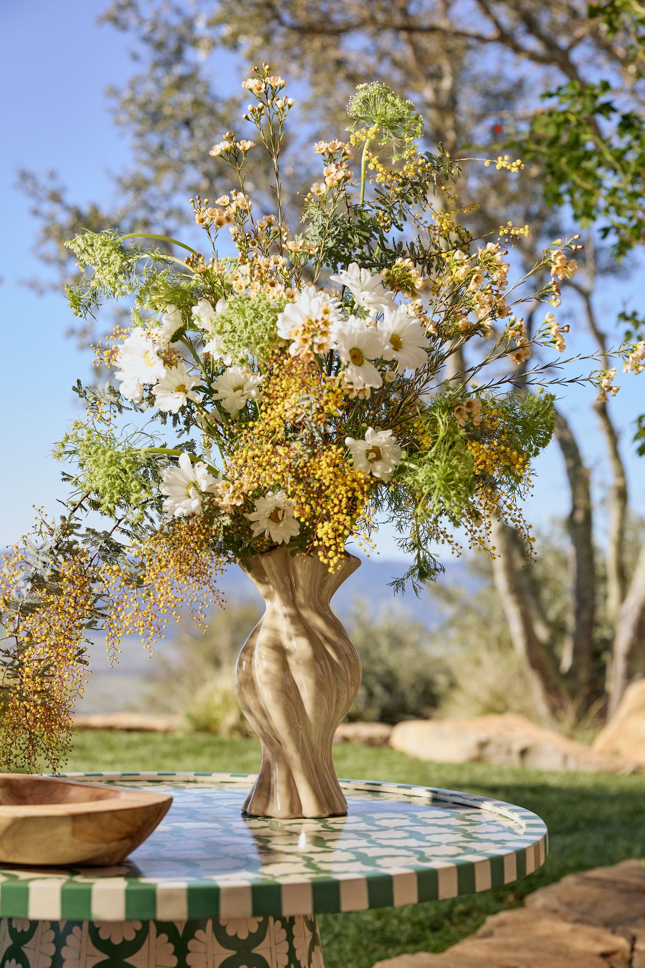 Sand Swirl Ceramic Vase - Light Sand, S