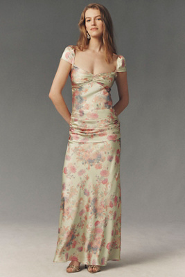 June Ruched Maxi Slip Dress