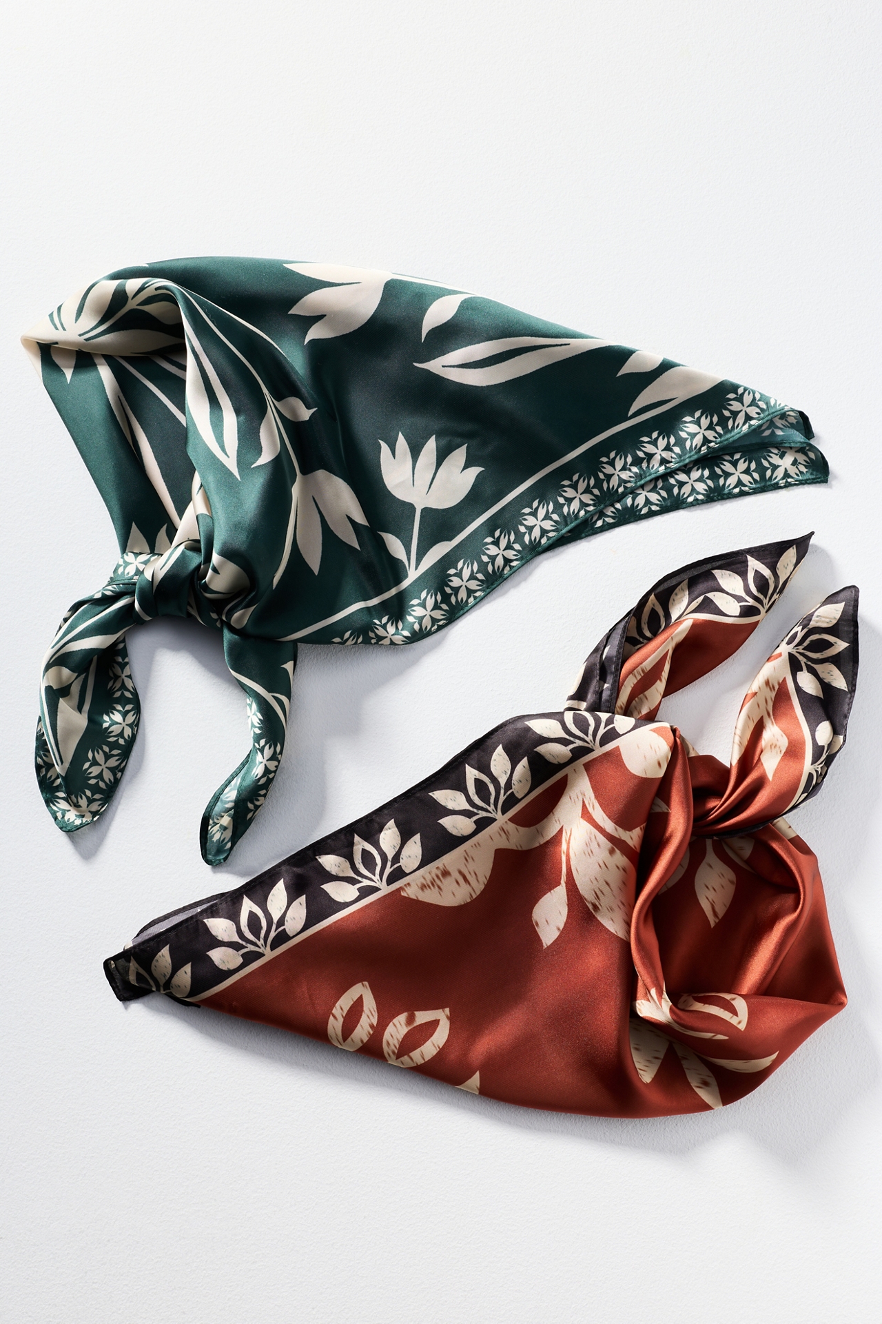 Silky Printed Hair Scarves, Set of 2