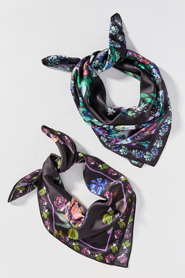 By Anthropologie Silky Printed Hair Scarf In Black