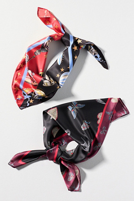 By Anthropologie Silky Printed Hair Scarf In Black