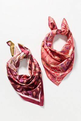 Silken Printed Hair Scarves, Set of 2