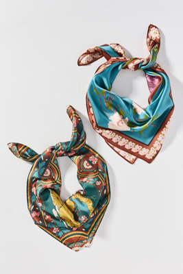 By Anthropologie Silky Printed Hair Scarf In Blue