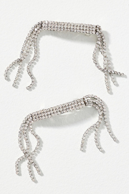 By Anthropologie Crystal Barrettes, Set Of 2 In Silver