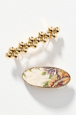 By Anthropologie Tapestry Barrettes, Set Of 2 In White