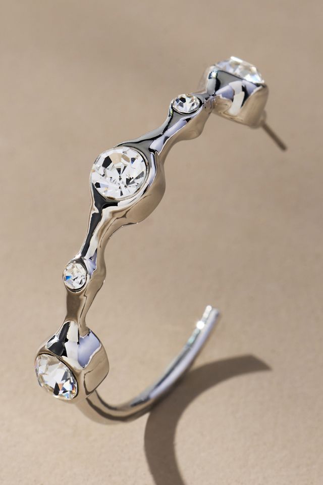Crystal Squiggle Hoop Earrings #1