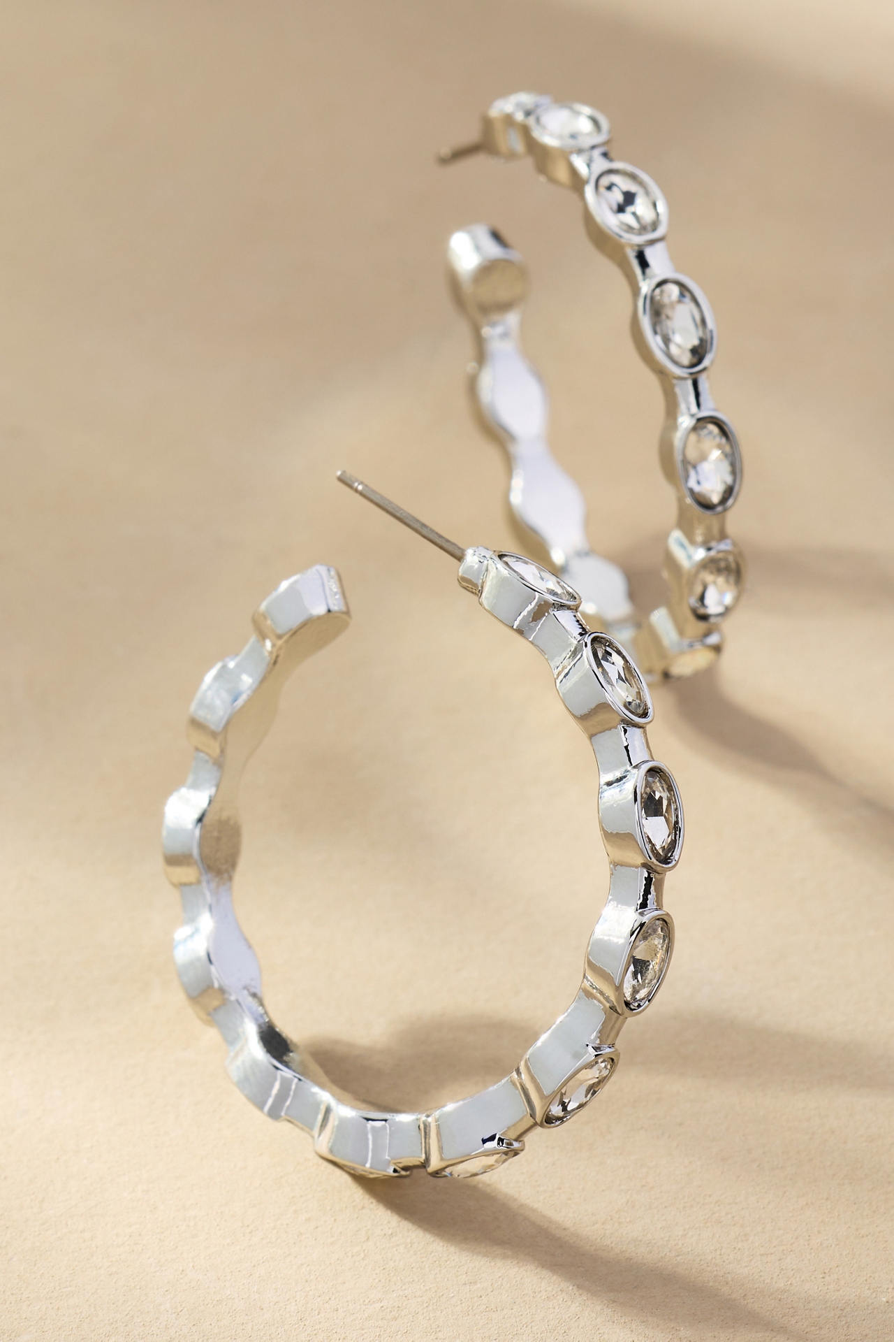 Wavy Crystal Hoop Earrings
