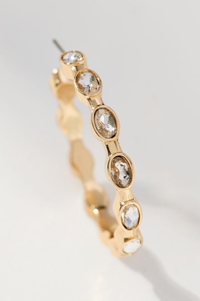 Wavy Crystal Hoop Earrings #1