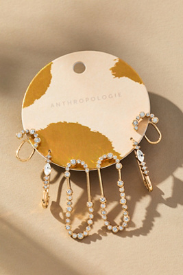 By Anthropologie Crystal Loop Earrings, Set Of 3 In Gold