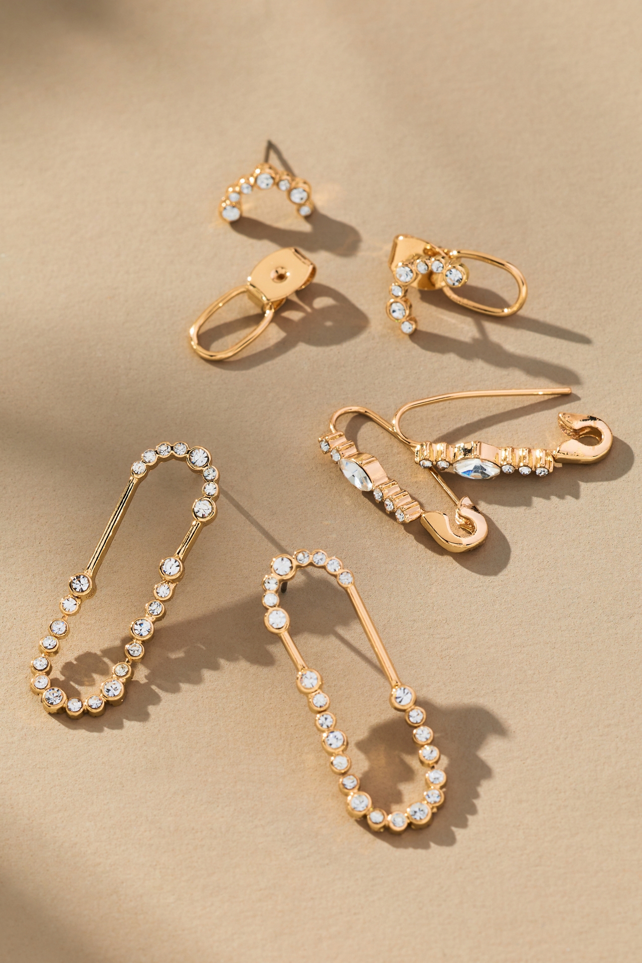 Crystal Loop Earrings, Set of 3