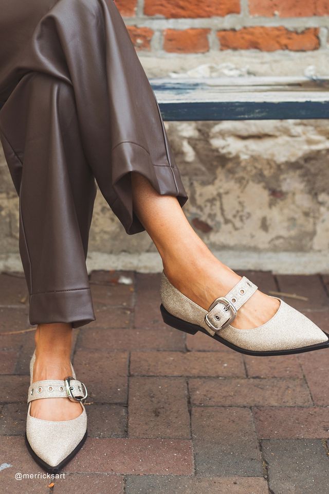 @merricksart x Maeve Pointed-Toe Moto Mary Jane Flats #1